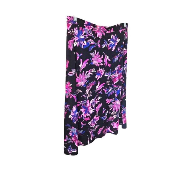 KASPER Plus Size Women's Bright Multi- Color Floral Pull On Midi Skirt 1X - Picture 3 of 12
